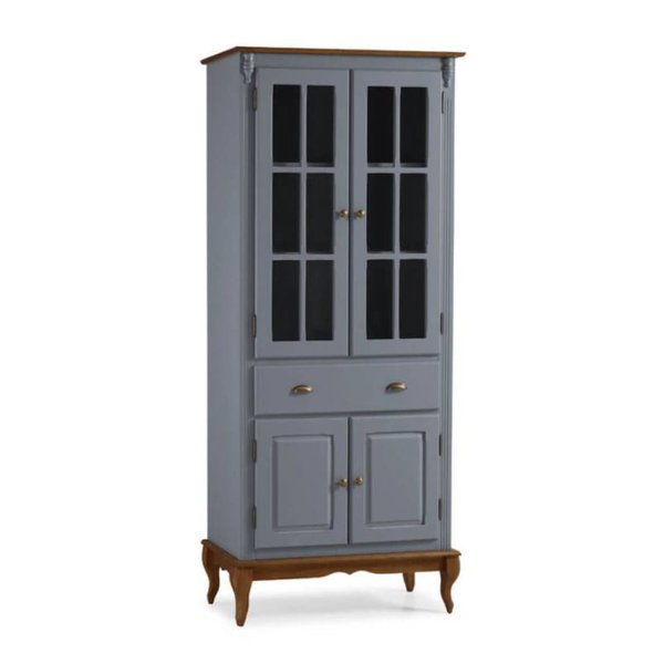 cristaleira 4 portas e 1 gaveta linz cinza l