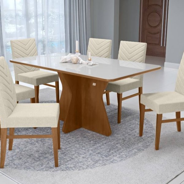 03 conjunto sala de jantar 6 cadeiras turim e mesa modelo pisa