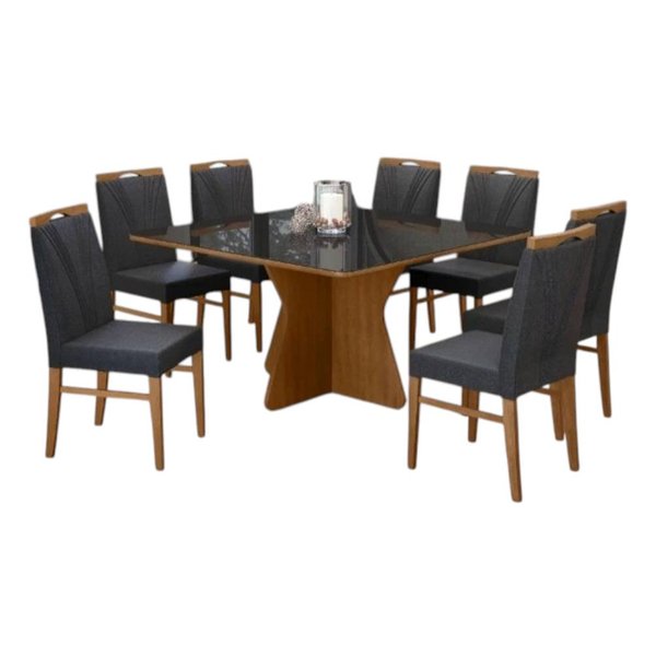 08 conjunto sala de jantar 6 cadeiras turim e mesa modelo pisa
