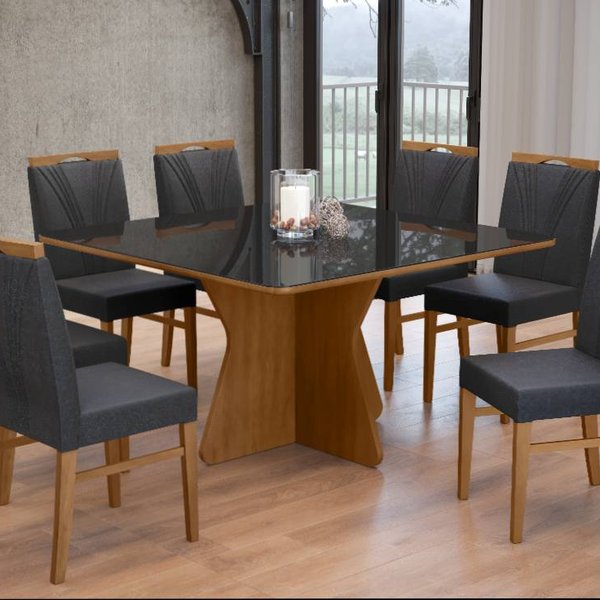 26 conjunto sala de jantar 6 cadeiras turim e mesa modelo pisa