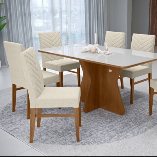 28 conjunto sala de jantar 6 cadeiras turim e mesa modelo pisa