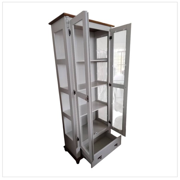 cristaleira 2 portas com gaveta my cinza 1