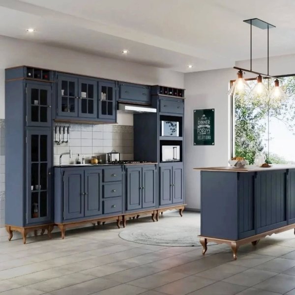 cozinha com ilha 9 pecas colonial az