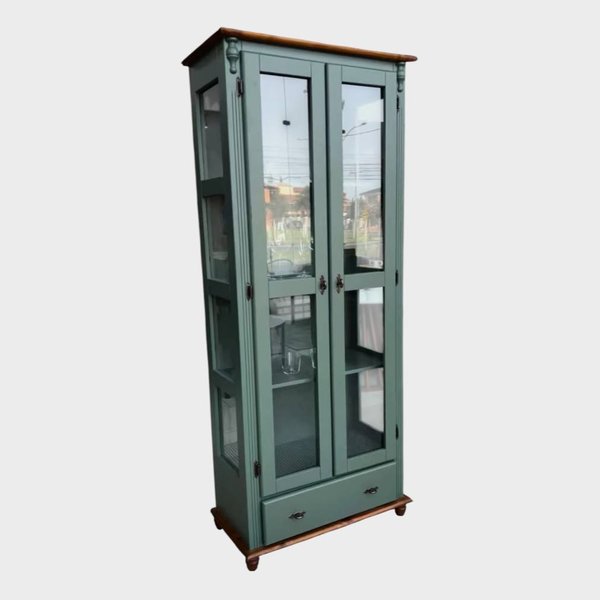 cristaleira 2 portas 0 80 com gaveta my pe bolinha verde kalle