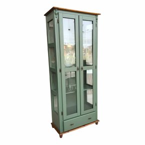 cristaleira 2 portas 0 80 com gaveta my pe bolinha verde oliva