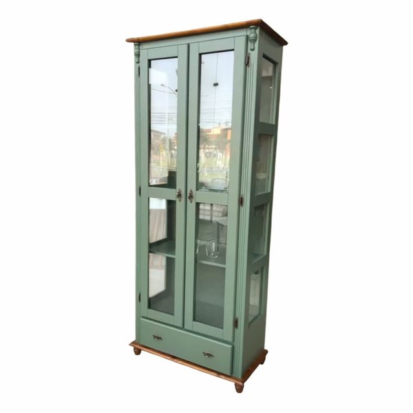 cristaleira 2 portas 0 80 com gaveta my pe bolinha verde oliva 3