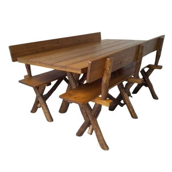 mesa de 2 00 com 2 bancos cor natural 2