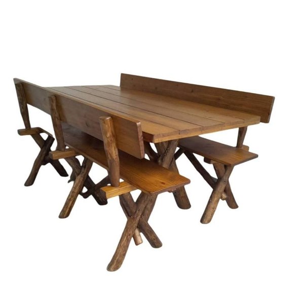 mesa de 2 00 com 2 bancos cor natural