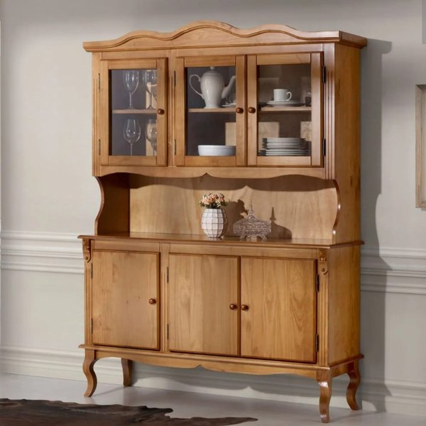 arca oratoria 3d em madeira 3 portas vidro e 3 portas fechadas