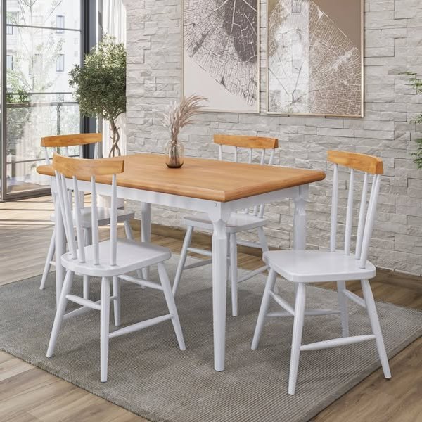 mesa udine branca com 4 cadeiras fundo