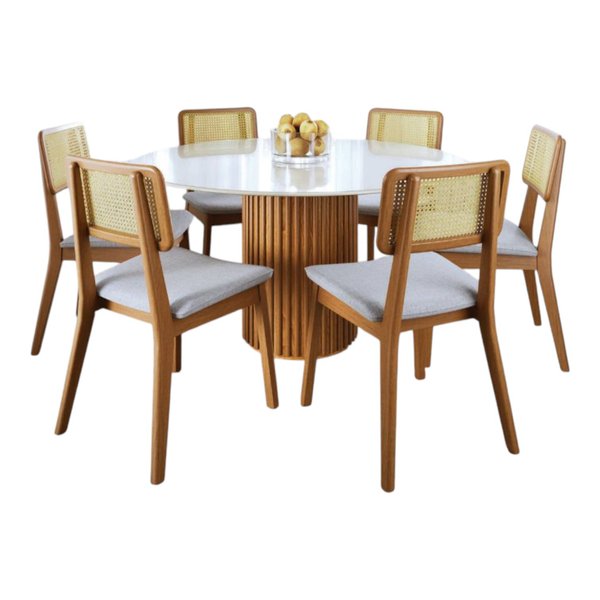 conjunto de jantar living 1 35 diametro com 6 cadeiras classic 2